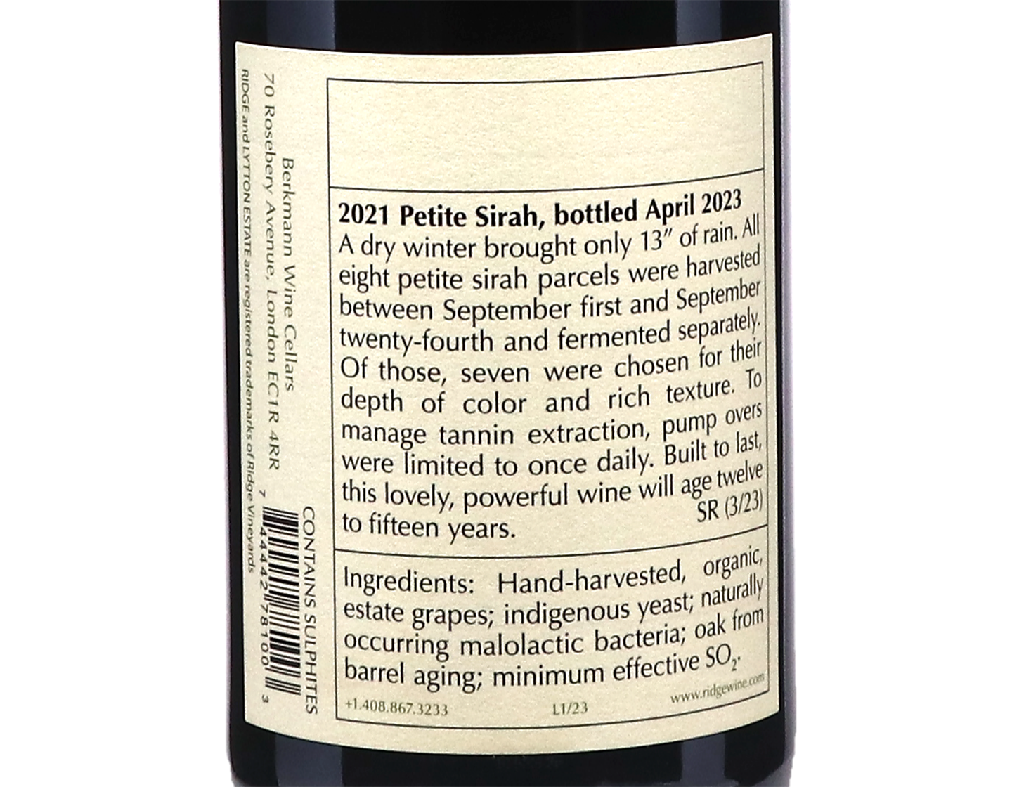 Ridge Lytton Estate Petite Sirah 2021