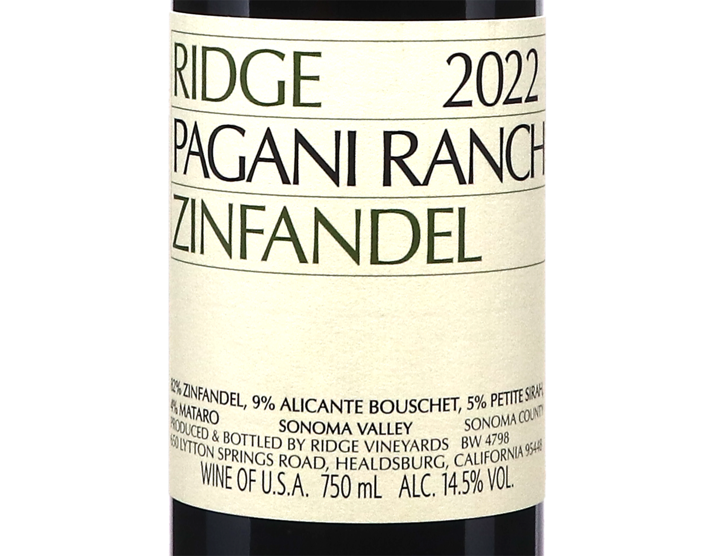 Ridge Pagani Ranch Zinfandel 2022