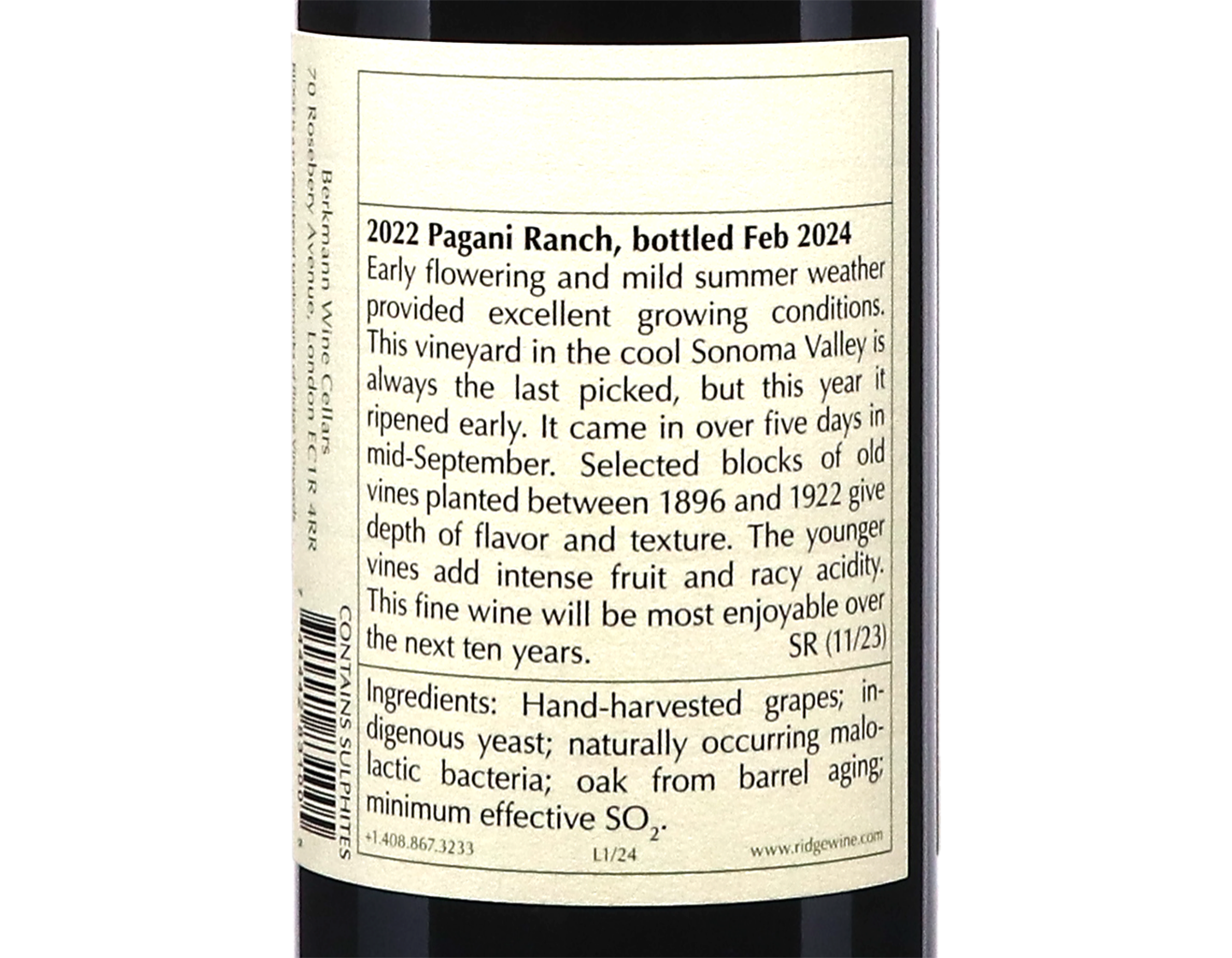 Ridge Pagani Ranch Zinfandel 2022