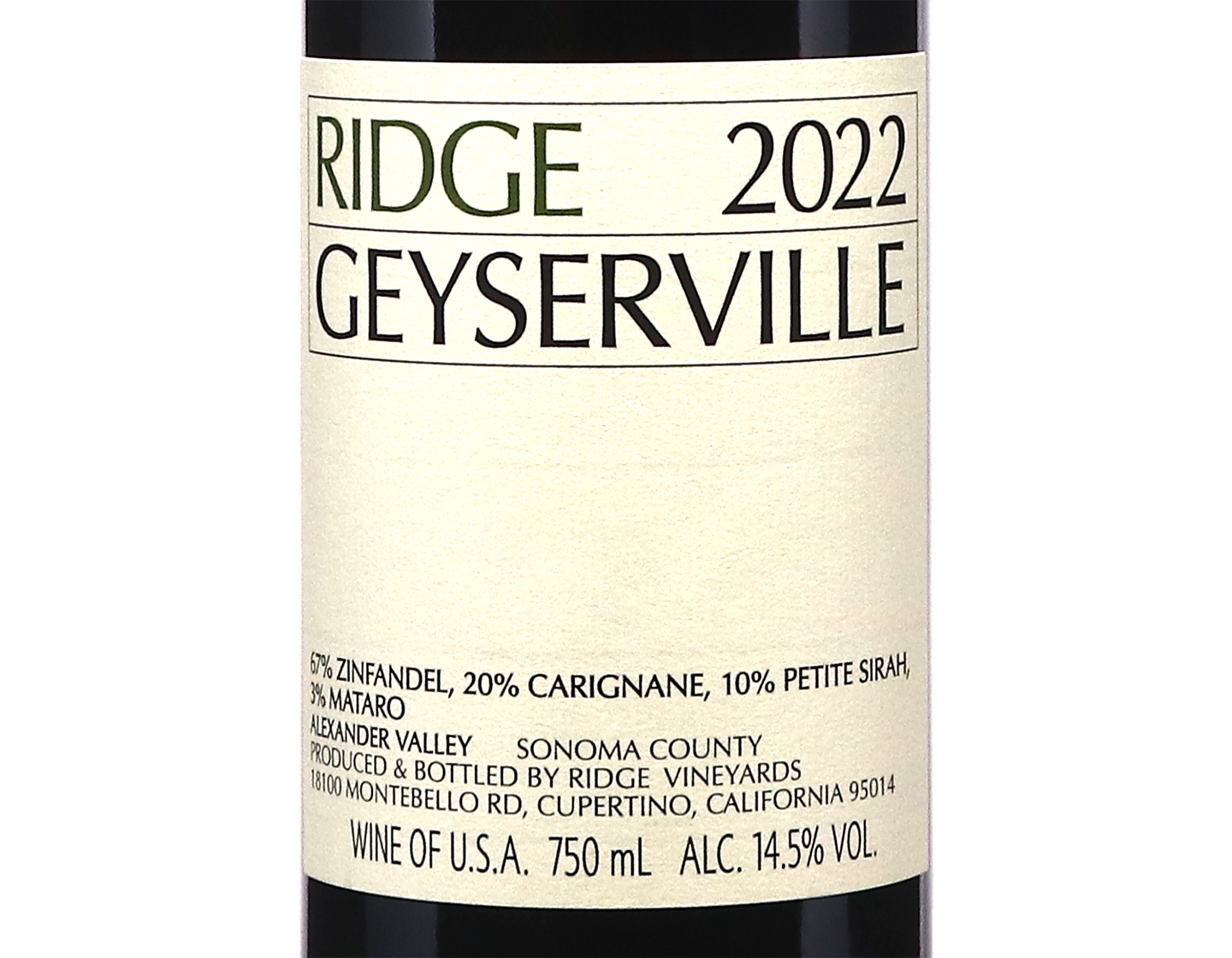 Ridge Geyserville 2022