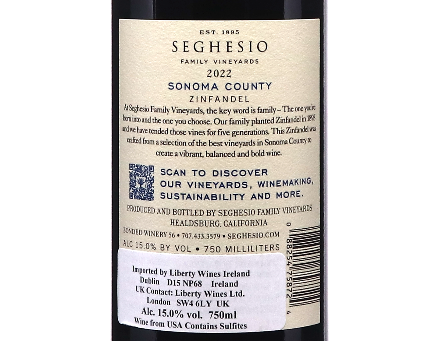 Seghesio Family Vineyards Sonoma County Zinfandel 2022