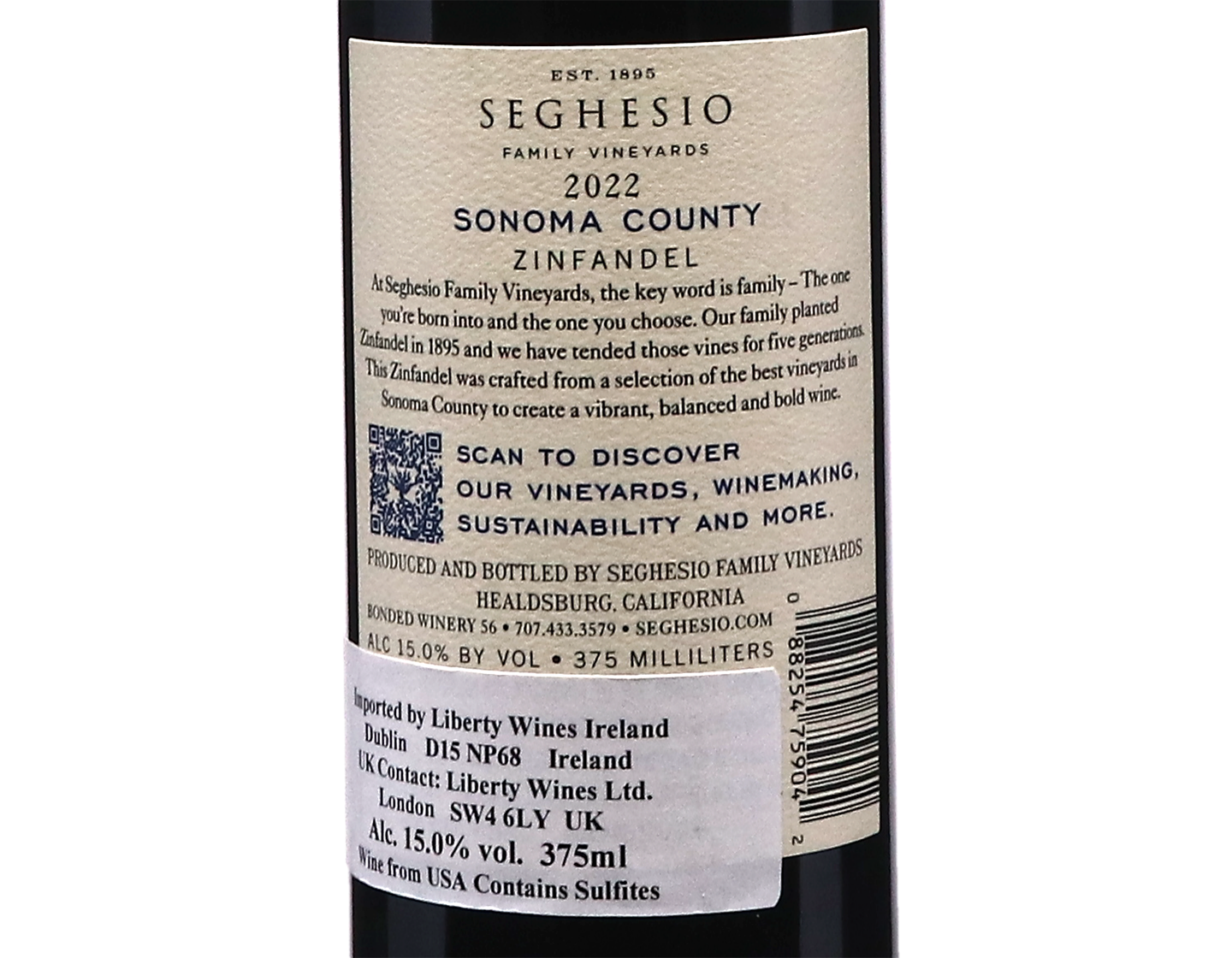 Half Bottle of Seghesio Family Vineyards Sonoma County Zinfandel 2022