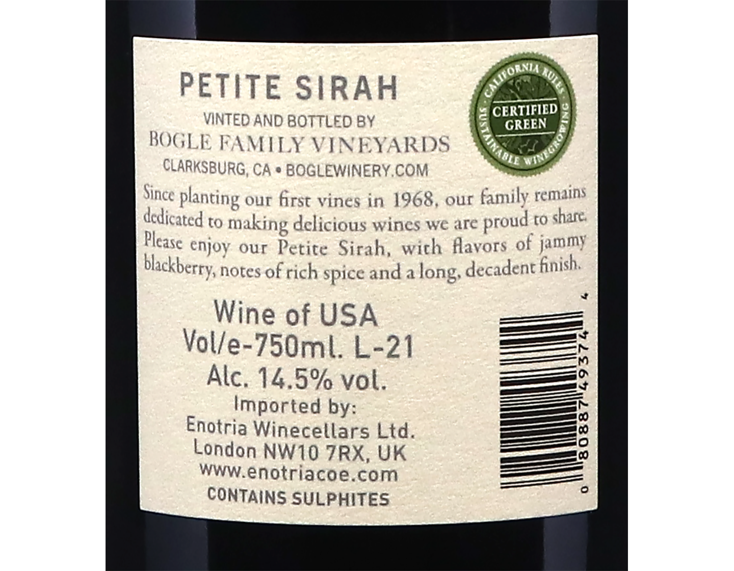 Bogle California Petite Sirah 2021