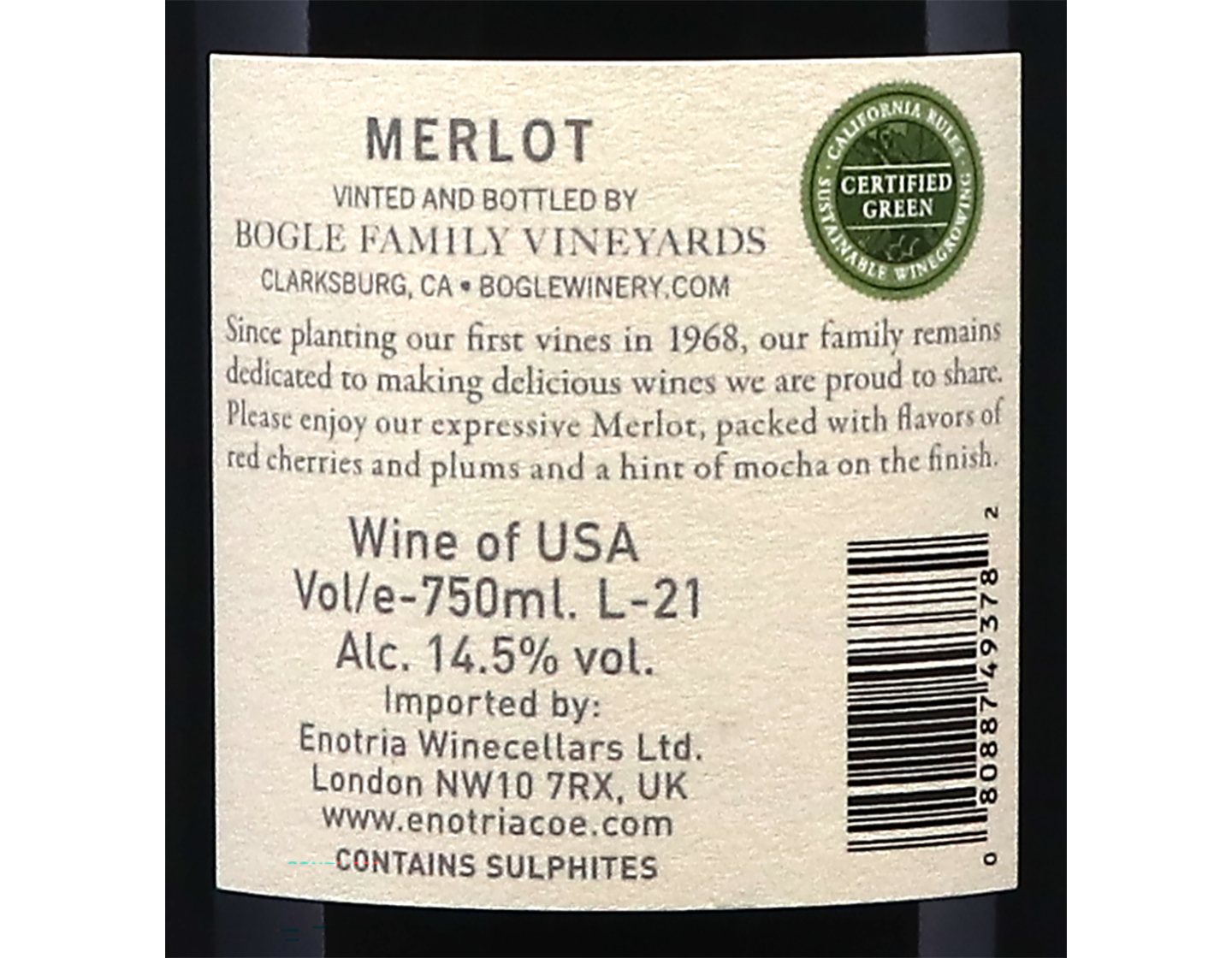 Bogle Vineyards California Merlot 2021