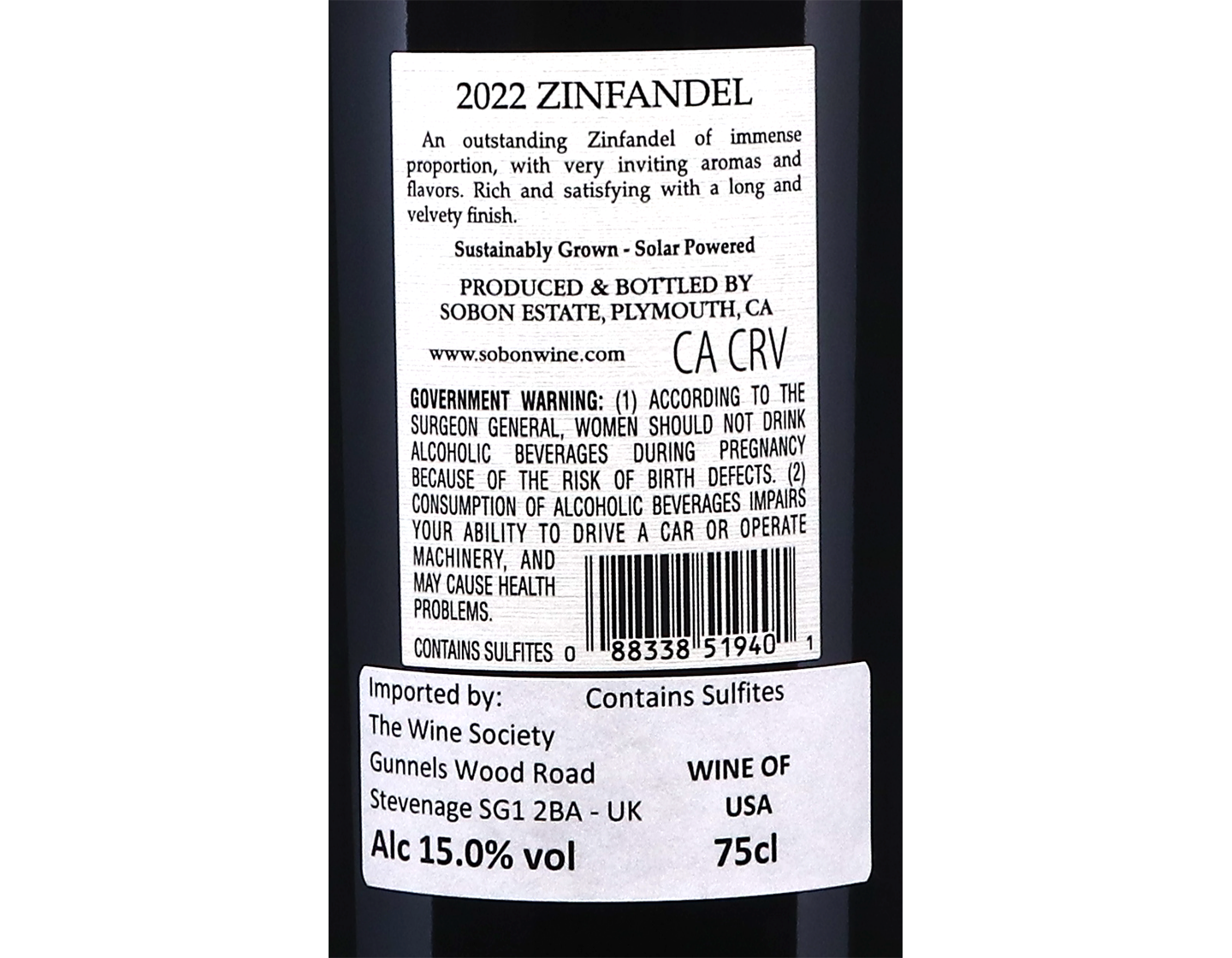Sobon Estate Rocky Top Amador Zinfandel 2022