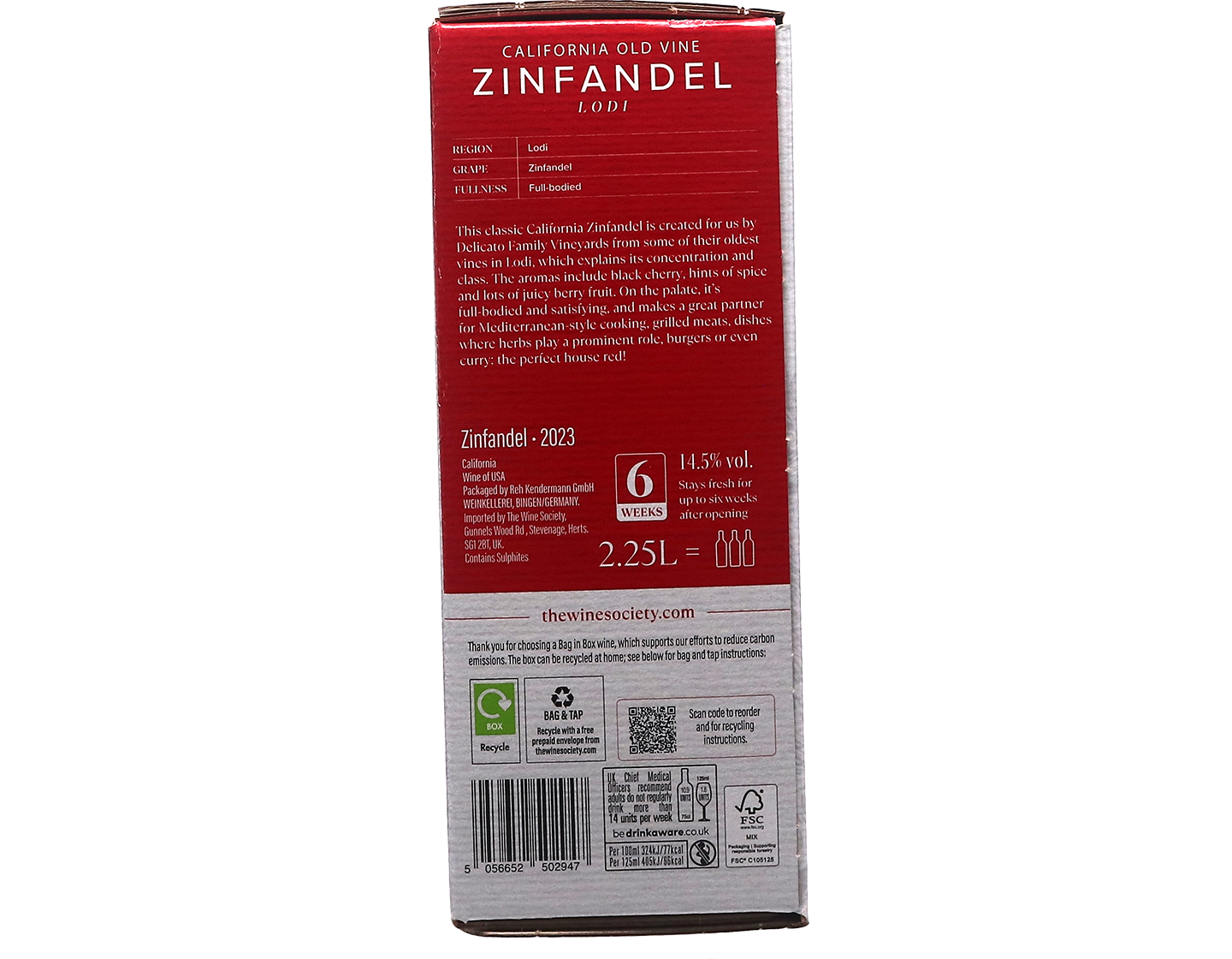 The Society's California Old-Vine Zinfandel 2023 Bag-in-Box (2.25 litre)