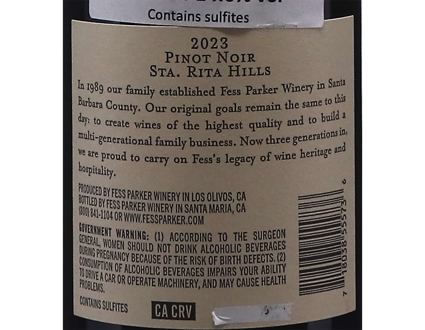 Fess Parker Sta Rita Hills Pinot Noir 2023