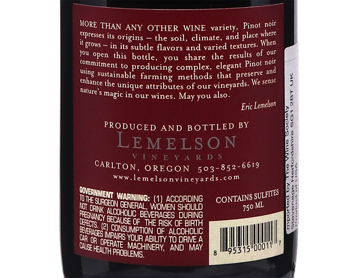 Lemelson Chestnut Hill Vineyard Pinot Noir 2021