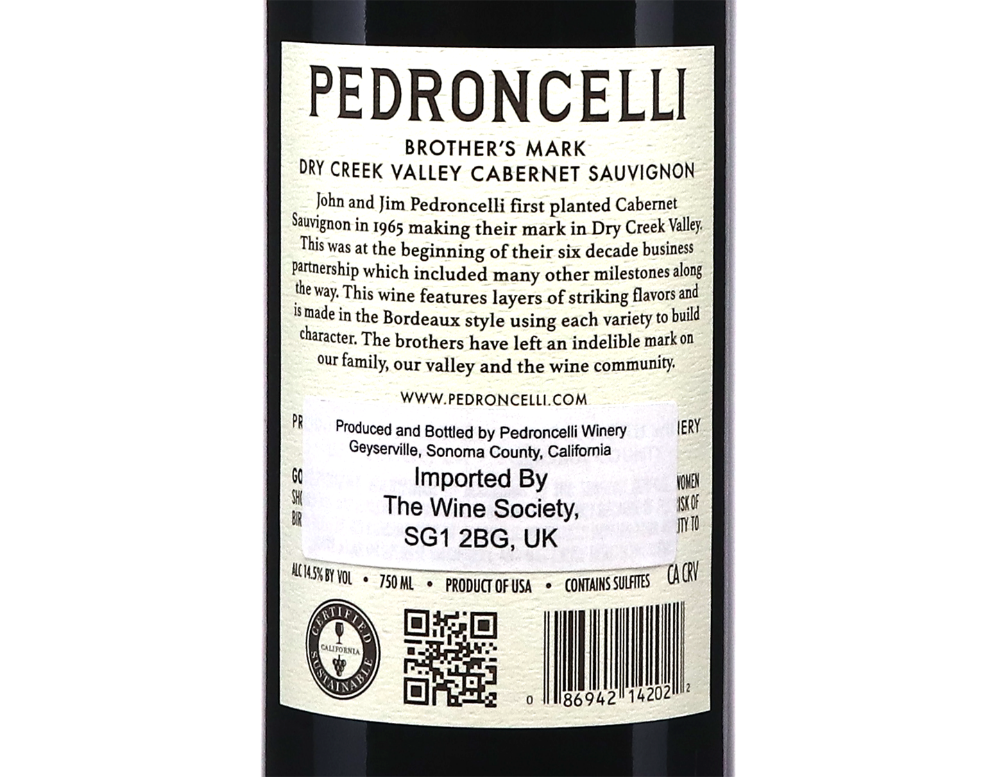 Pedroncelli Brother's Mark Dry Creek Valley Cabernet Sauvignon 2022