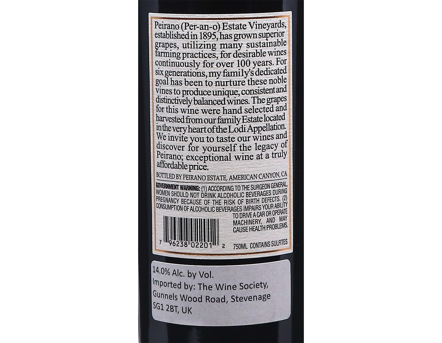 Peirano Estate Vineyards Lodi Malbec 2021