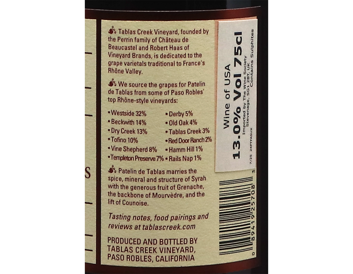 Tablas Creek Patelin de Tablas Rouge Paso Robles 2024