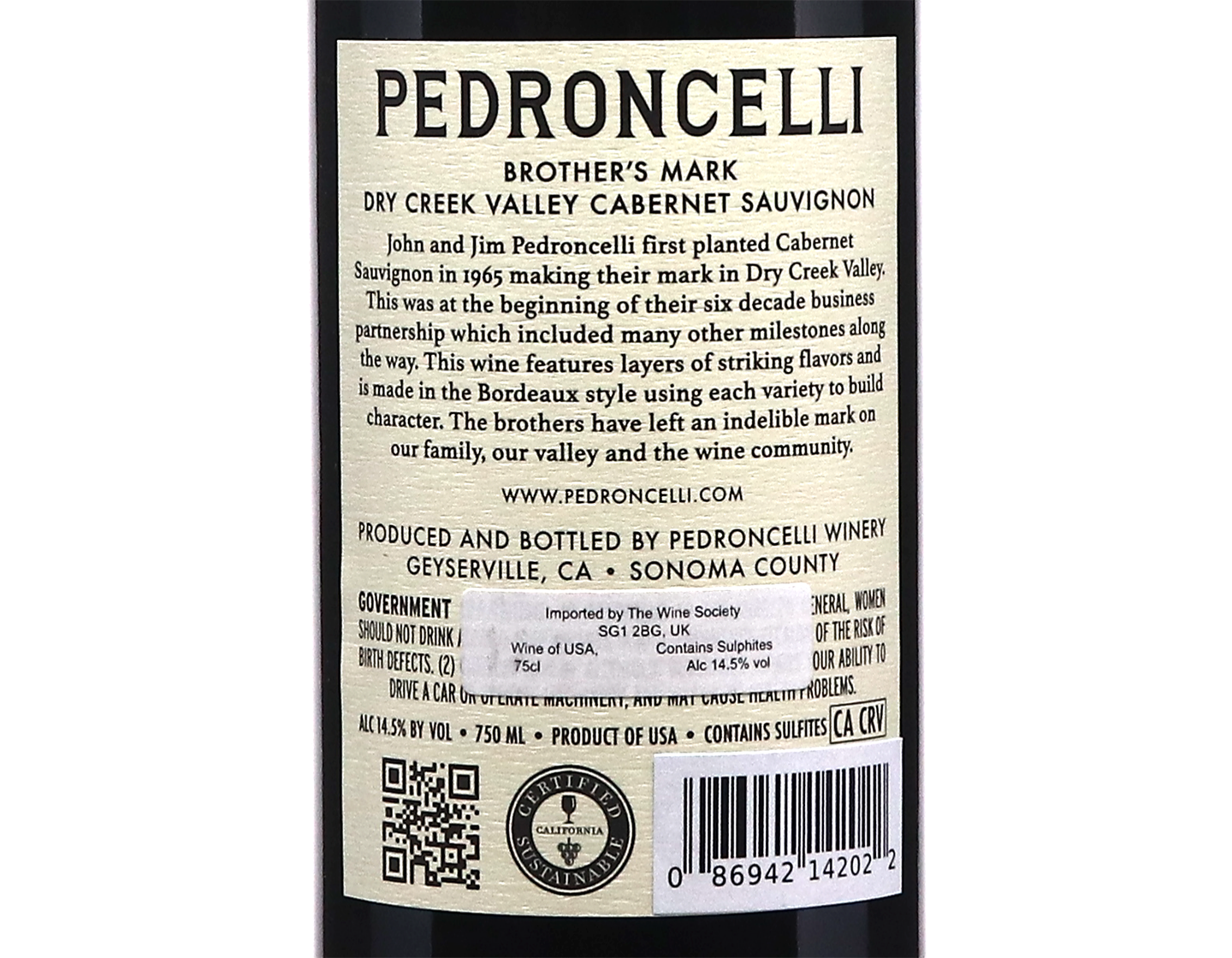 Pedroncelli Brother's Mark Dry Creek Valley Cabernet Sauvignon 2023
