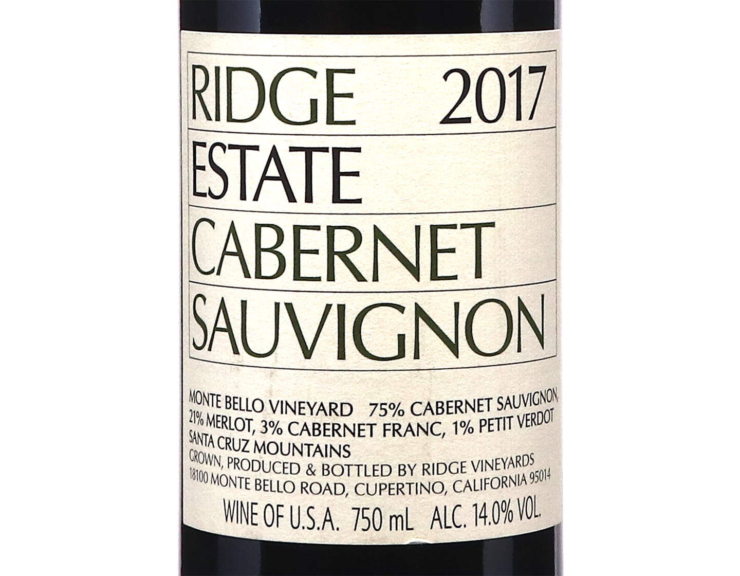 Ridge Estate Cabernet Sauvignon 2017