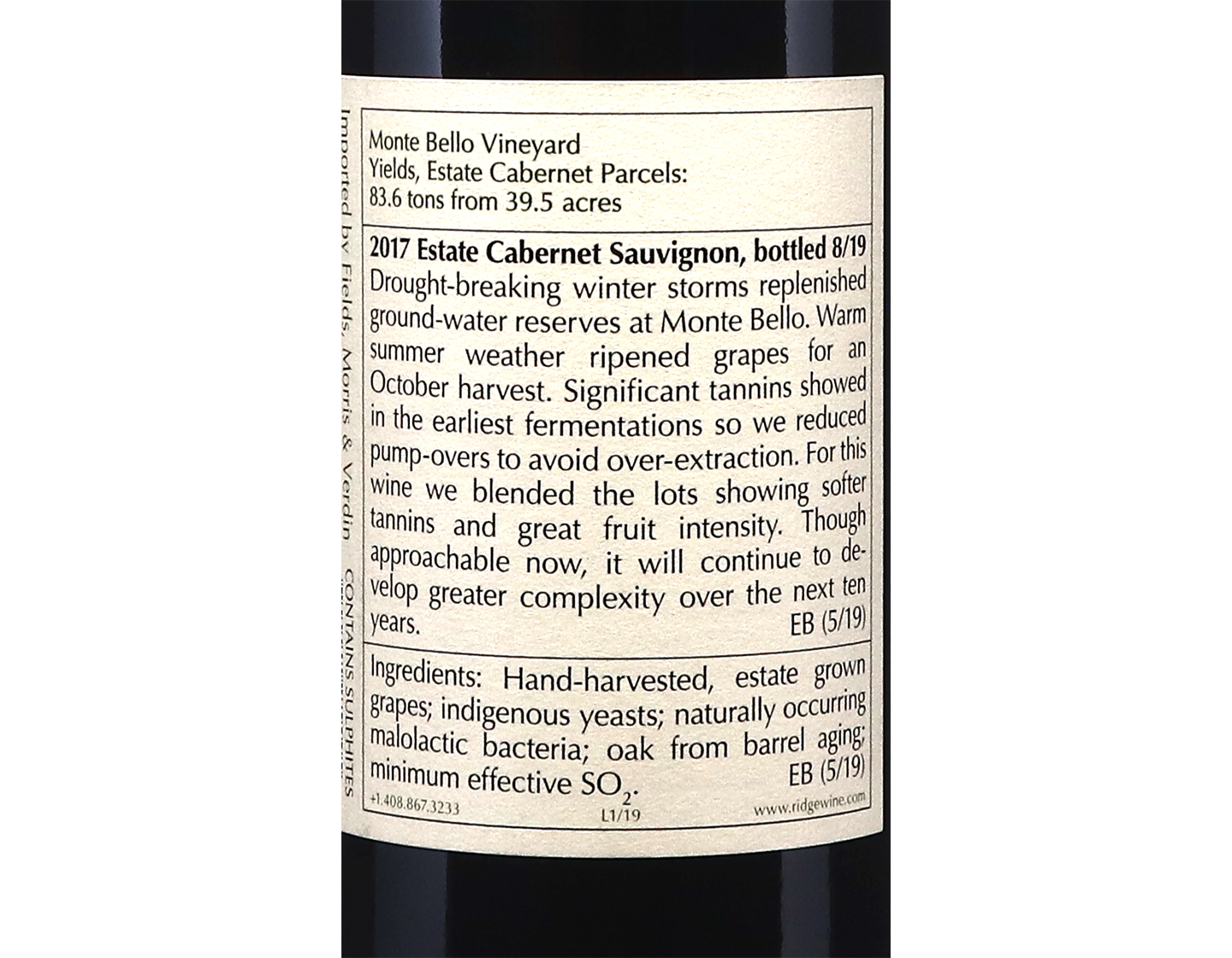 Ridge Estate Cabernet Sauvignon 2017