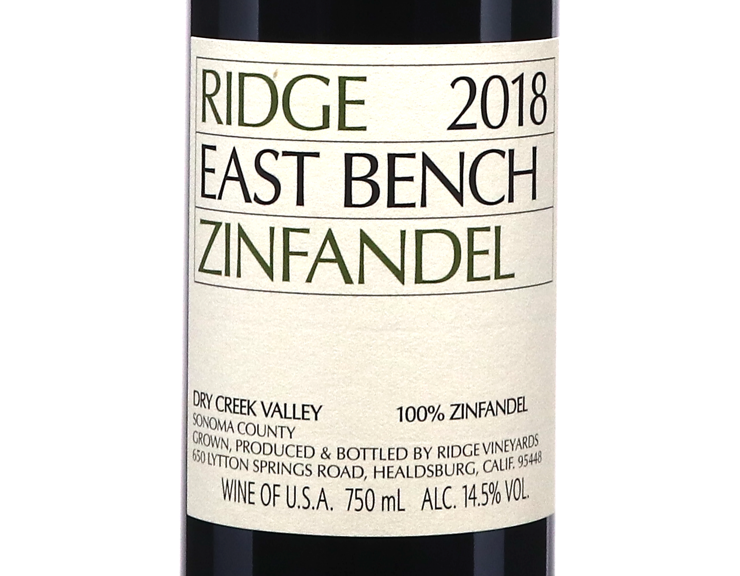 Ridge East Bench Zinfandel 2018