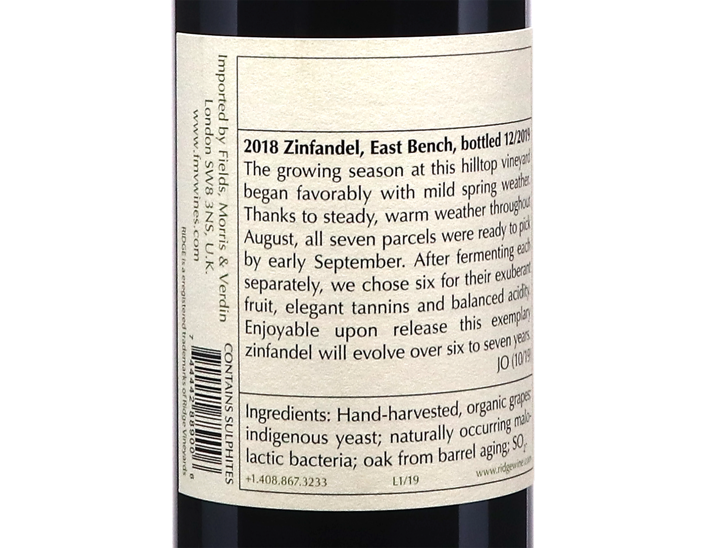 Ridge East Bench Zinfandel 2018