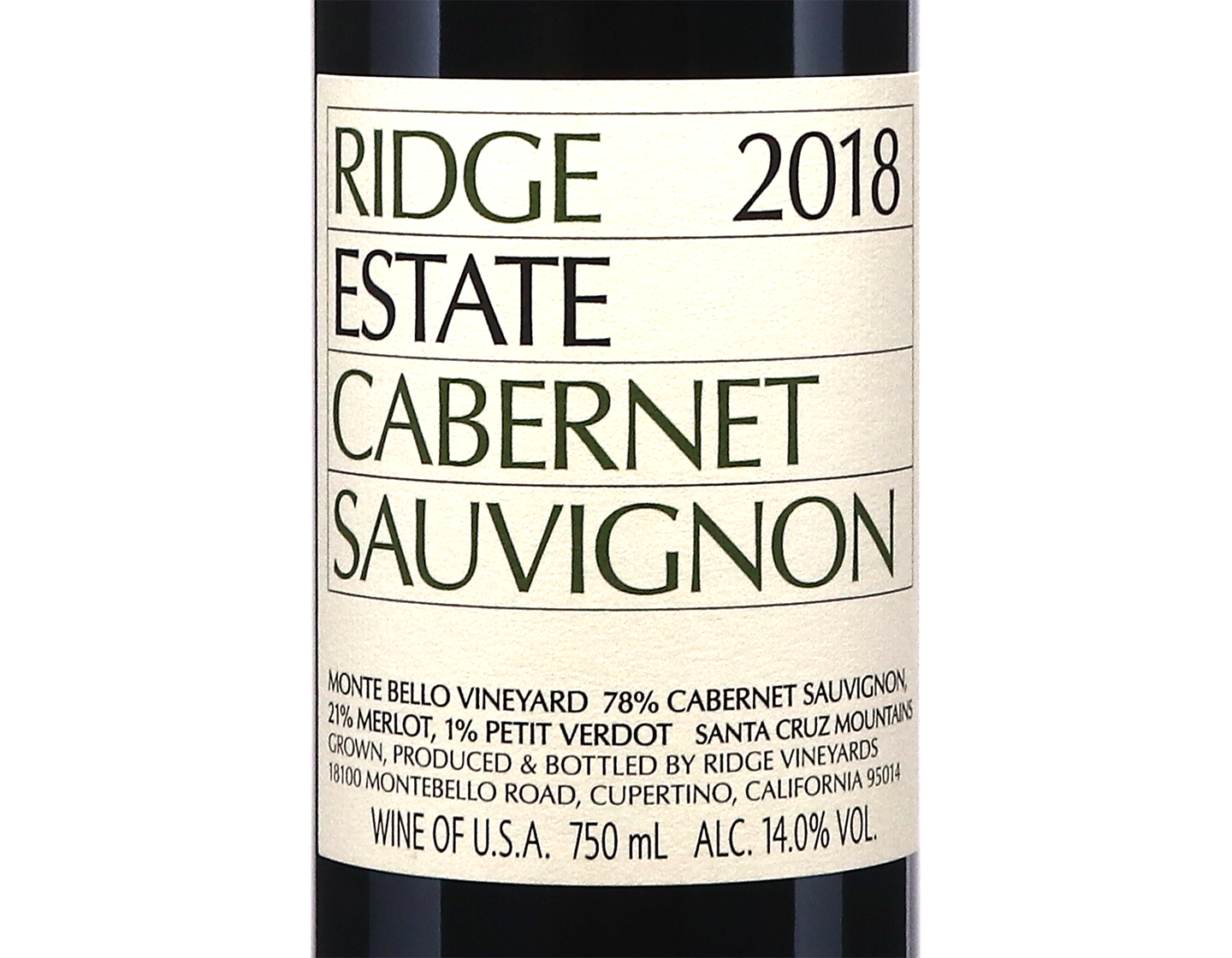 Ridge Estate Cabernet Sauvignon 2018
