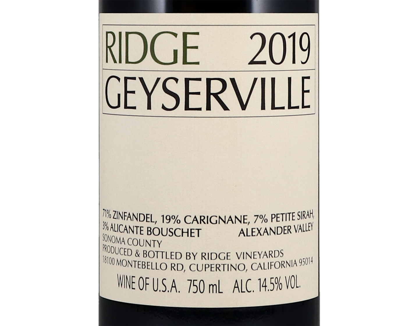 Ridge Geyserville 2019