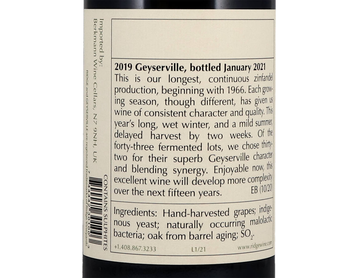 Ridge Geyserville 2019
