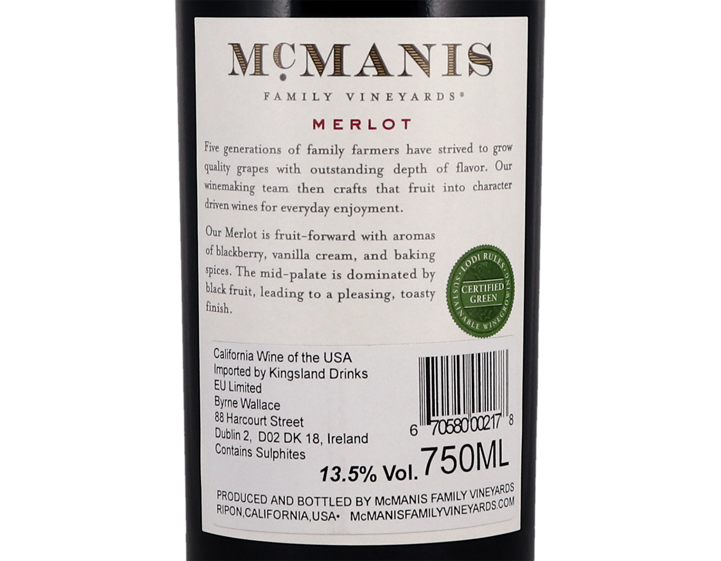 Mcmanis Lodi Merlot 2019