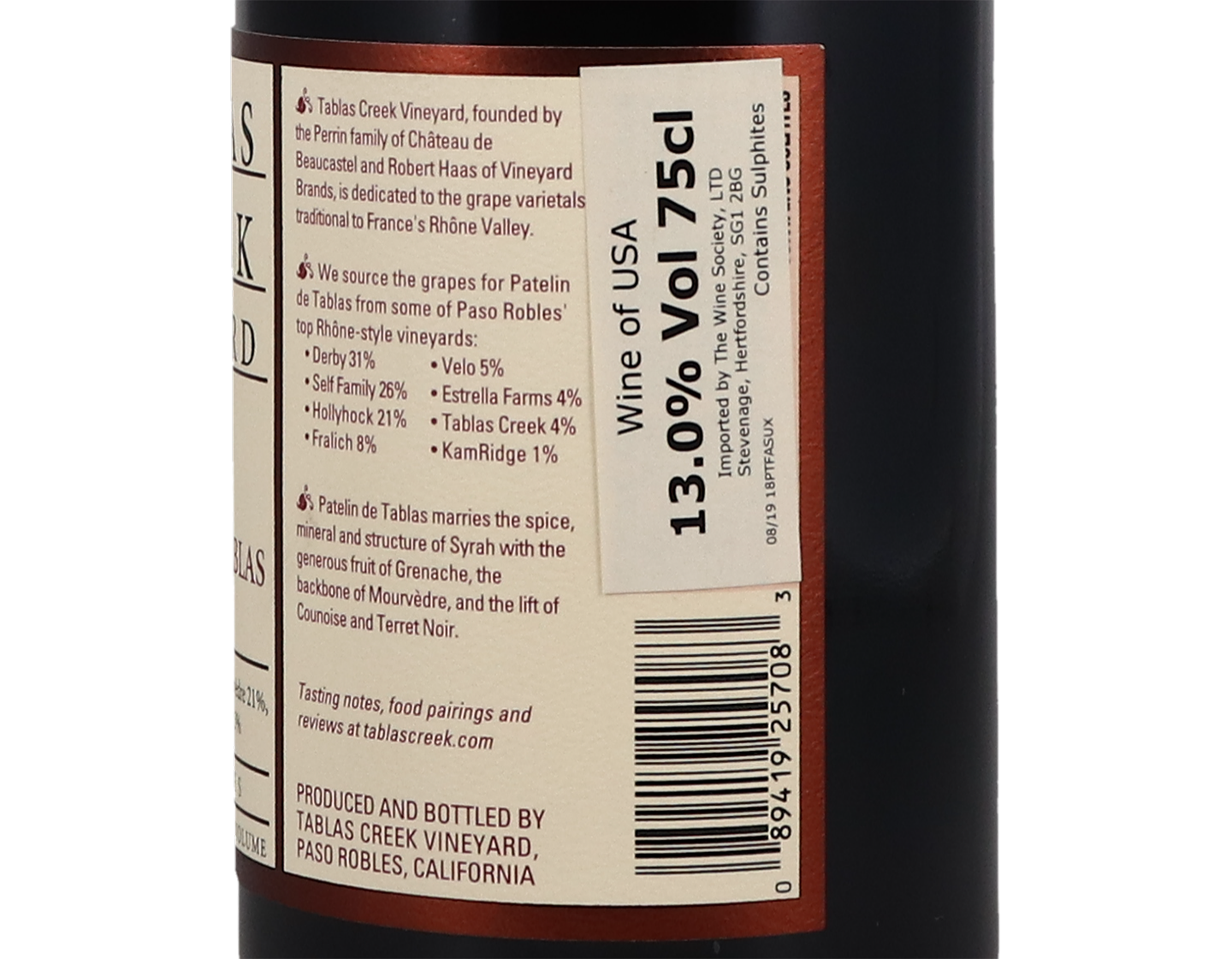 Tablas Creek Patelin de Tablas Rouge Paso Robles 2018