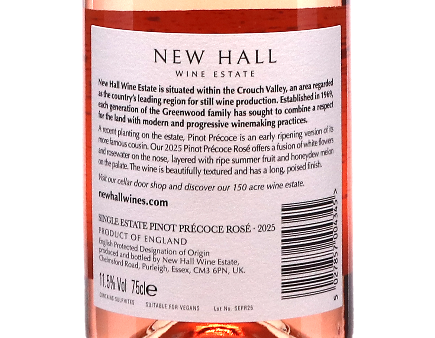 Single Estate Pinot Precoce Rose New Hall Essex 2025