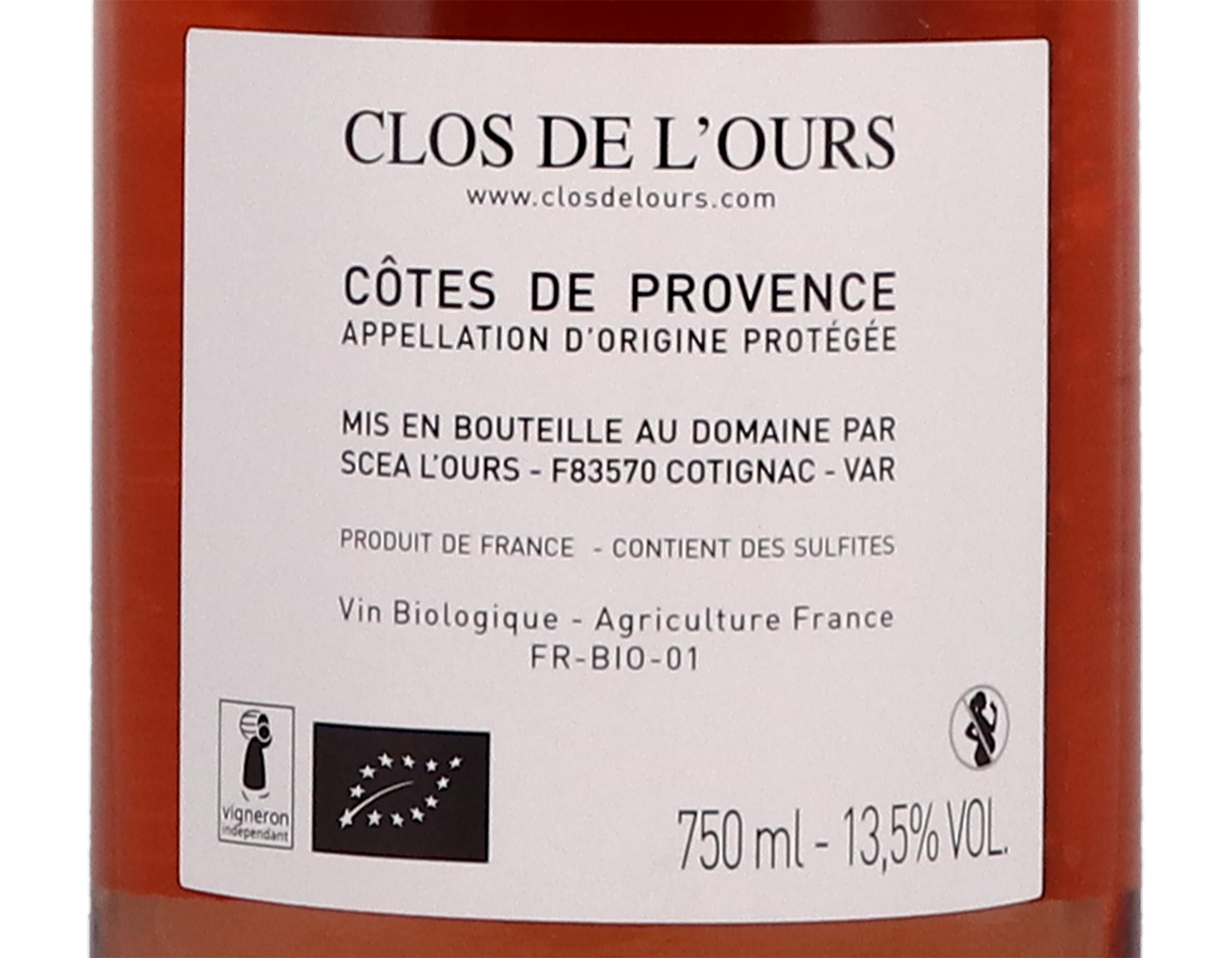 Cotes de Provence Rose Clos de l'Ours 2020