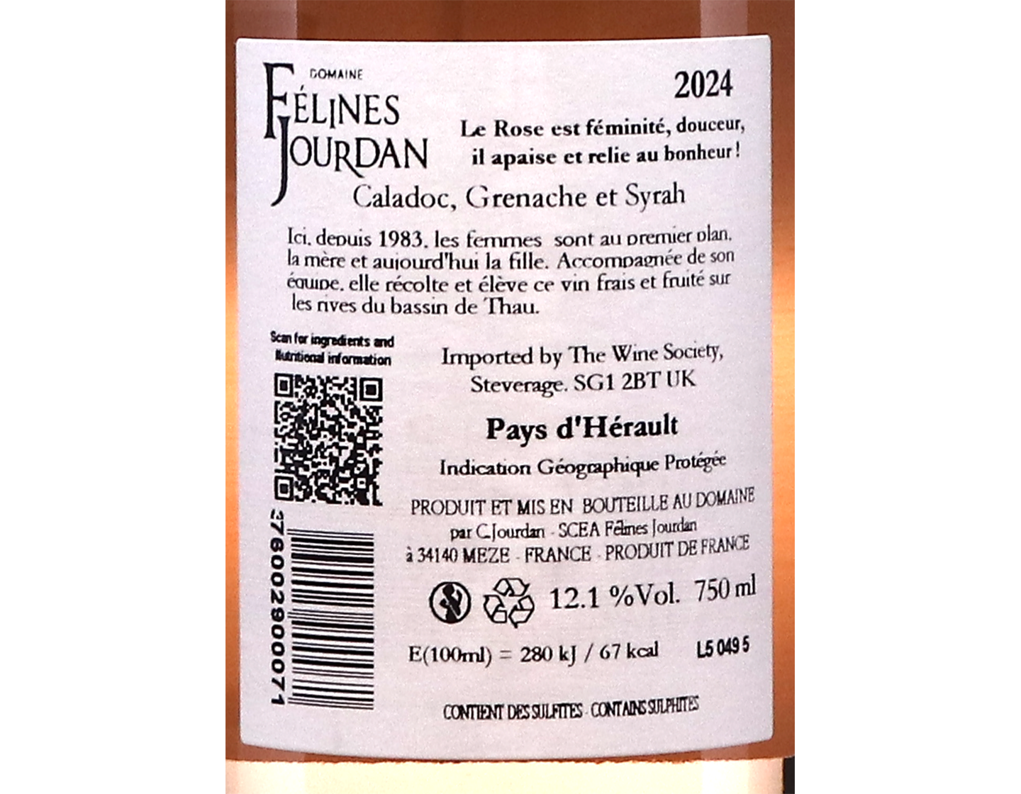 Domaine Felines Jourdan En Rose IGP Pays dHerault 2024