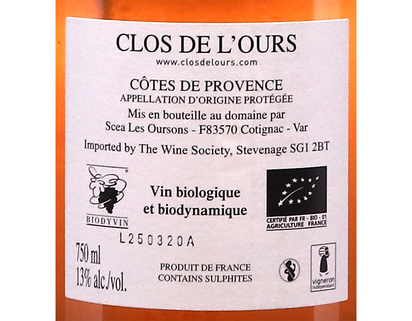 Côtes de Provence Rosé, Clos de l'Ours L'Accent 2024