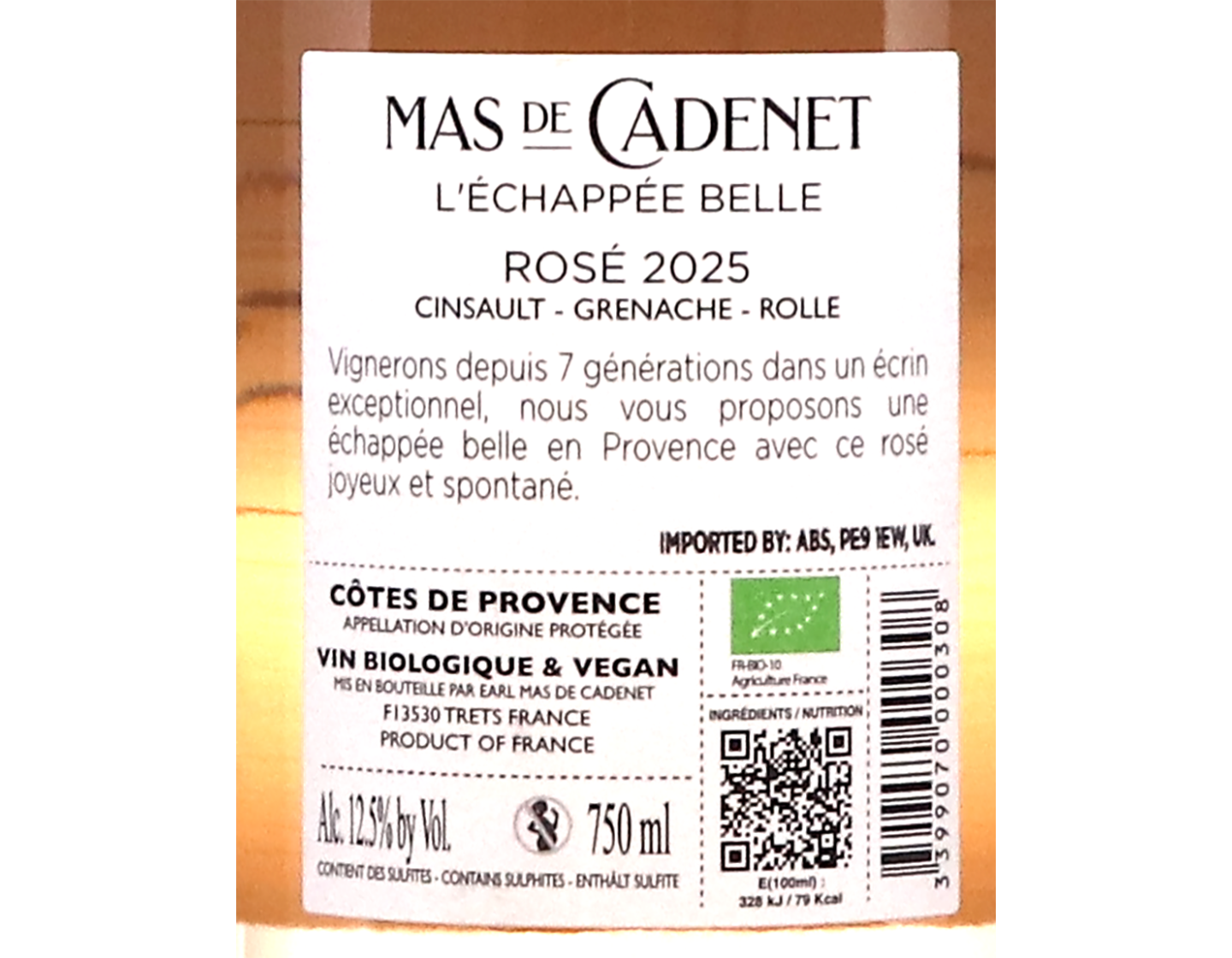 Cotes de Provence Rose L Echappee Belle Mas de Cadenet 2025 ORGANIC
