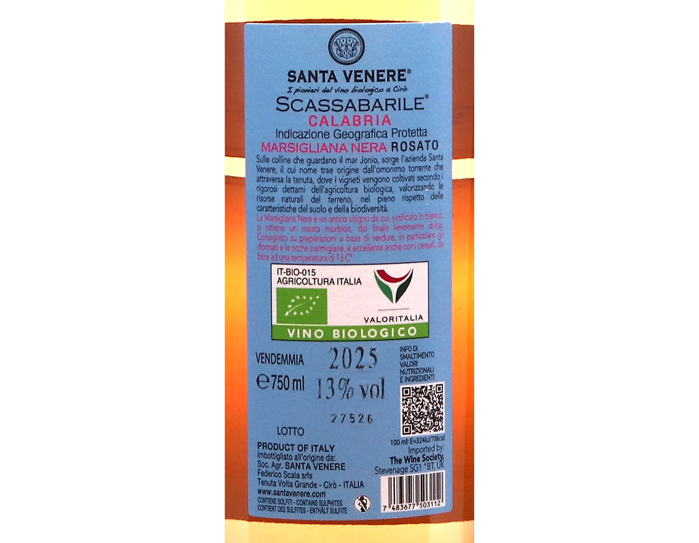 Scassabarile Marsigliana Nera Rosato, Santa Venere 2025