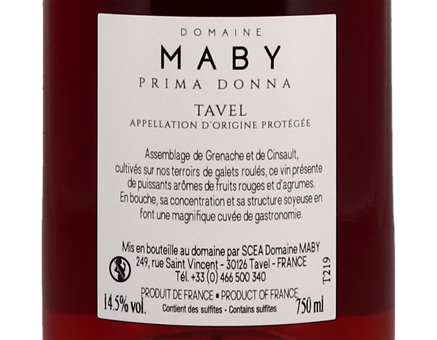 Tavel Cuvee Prima Donna Rose Domaine Maby 2019