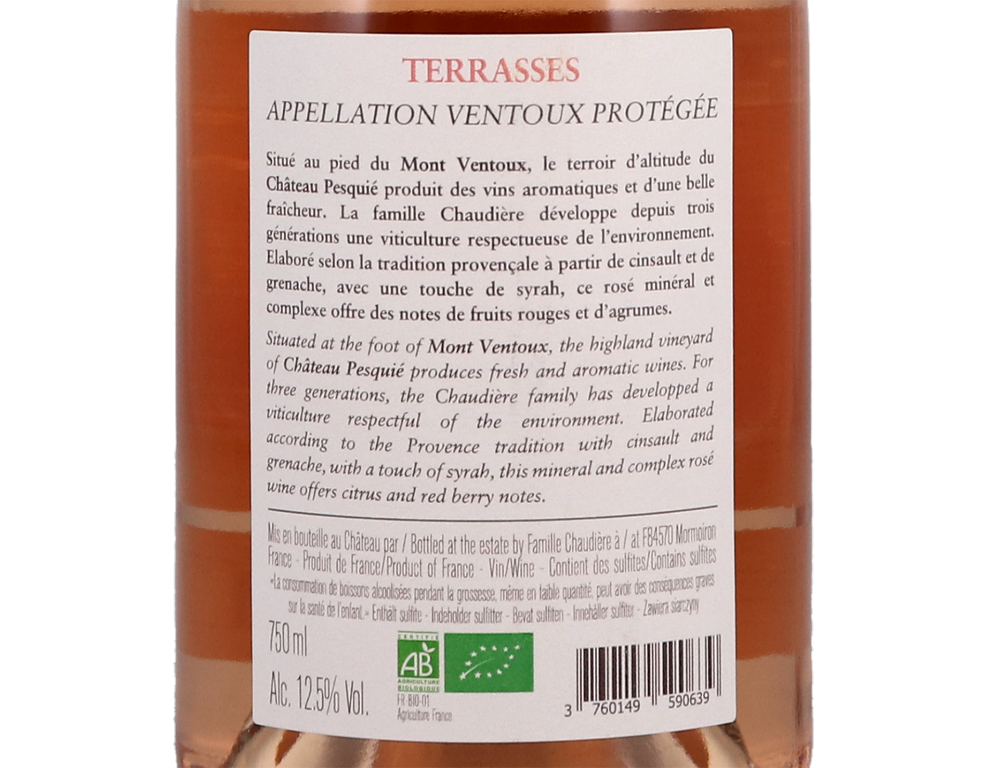Ventoux Rosé, Terrasses, Château Pesquié 2020