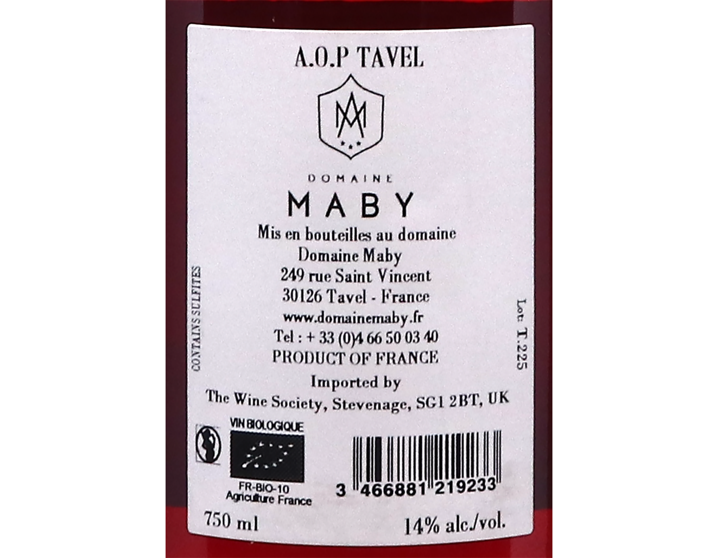 Tavel Cuvee Prima Donna Rose Domaine Maby 2025 Organic