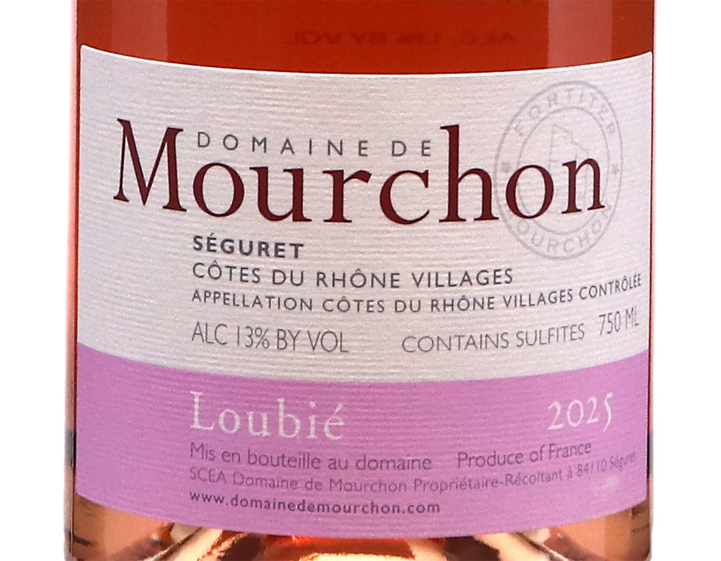 Seguret Cotes du Rhone Villages Loubie Rose Domaine de Mourchon 2025