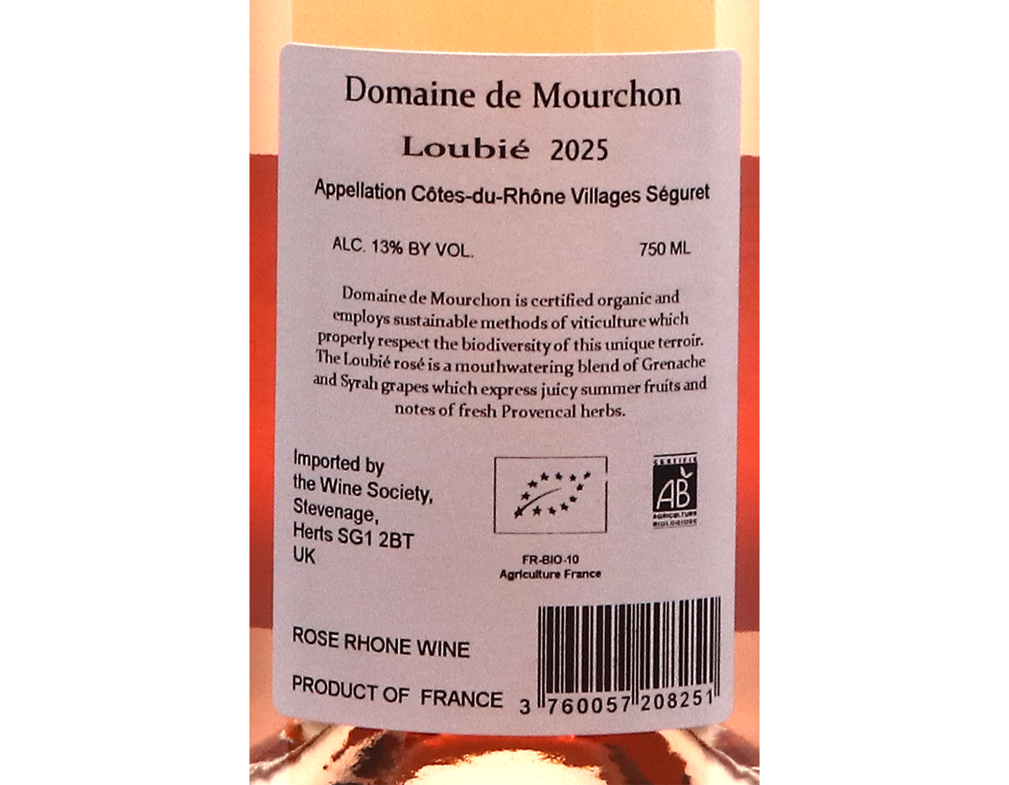Seguret Cotes du Rhone Villages Loubie Rose Domaine de Mourchon 2025