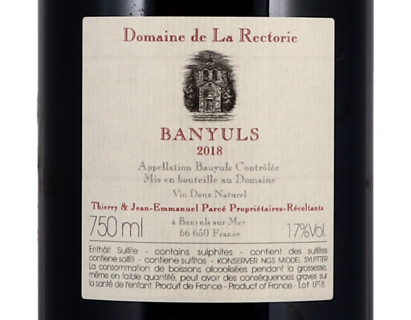Banyuls Cuvée Léon Parcé, Domaine de la Rectorie 2018 50cl
