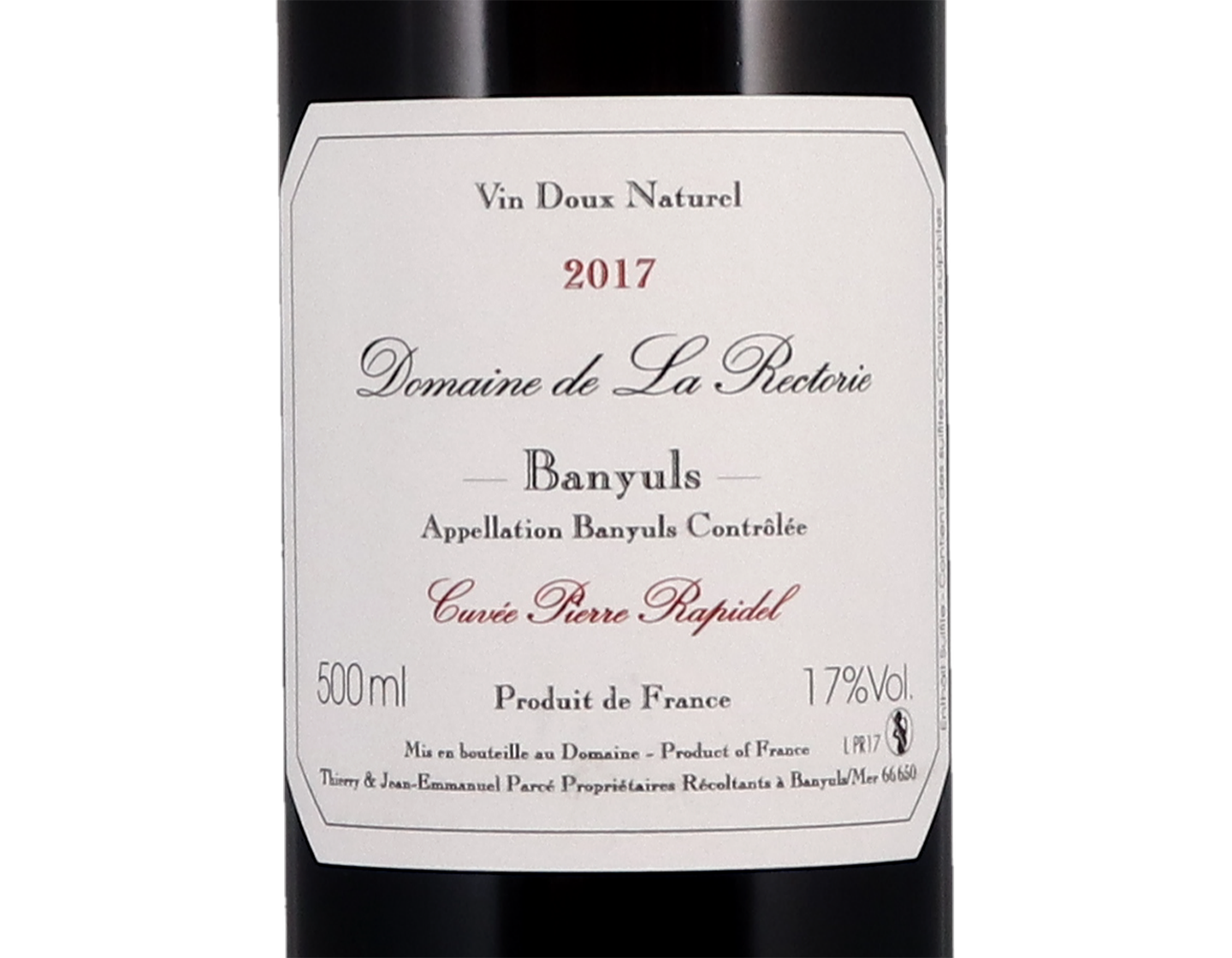 Banyuls Tradition Pierre Rapidel Domaine de la Rectorie 2017 50cl