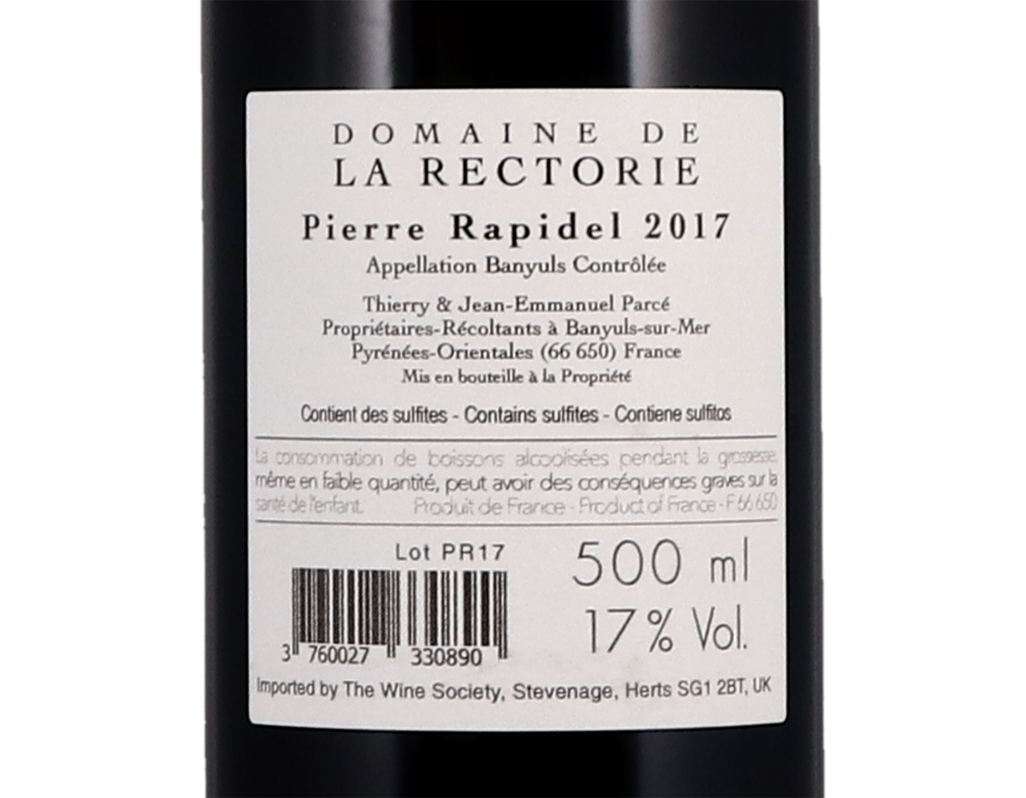 Banyuls Tradition Pierre Rapidel Domaine de la Rectorie 2017 50cl