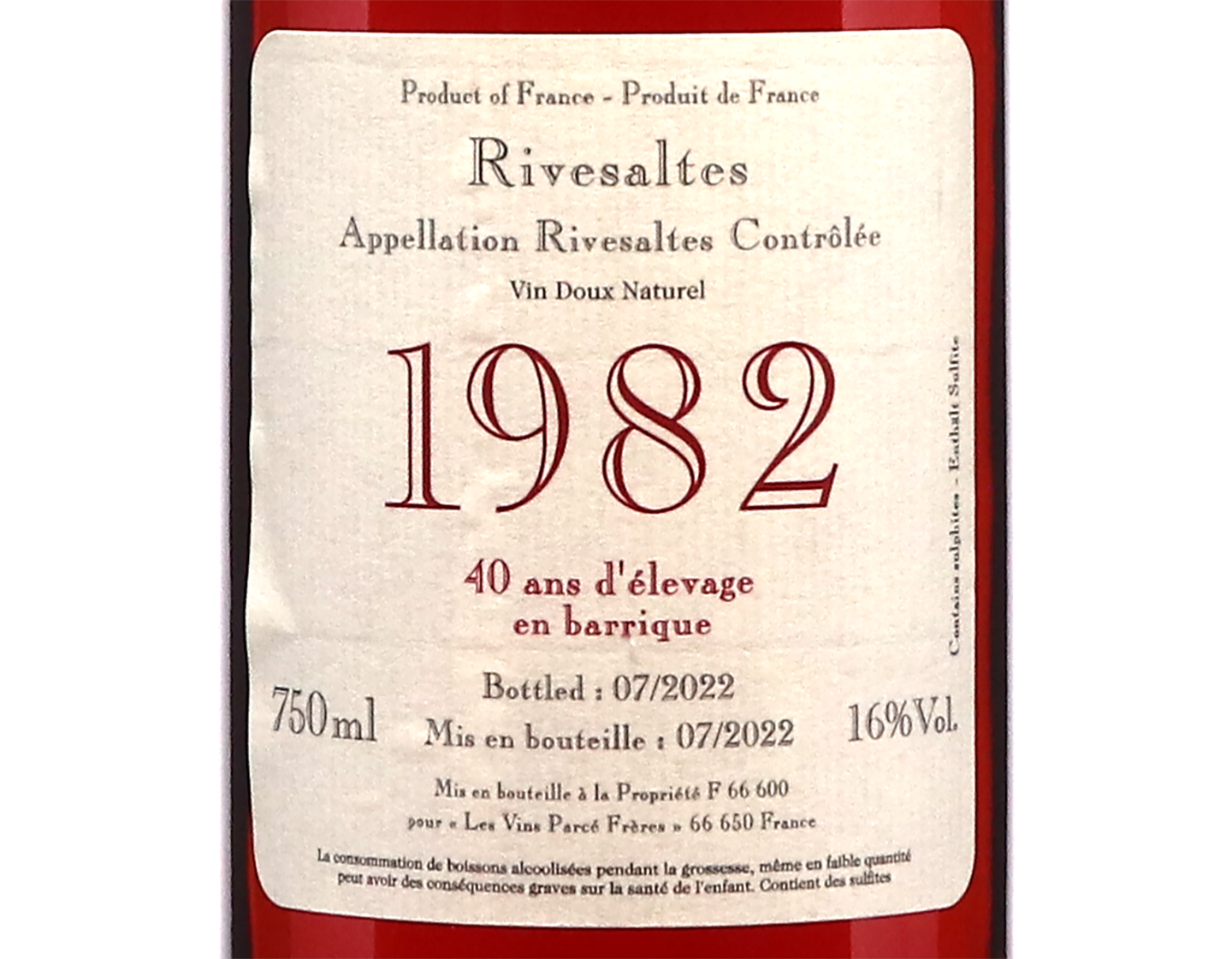 Rivesaltes Tuile 1982 Parce Freres