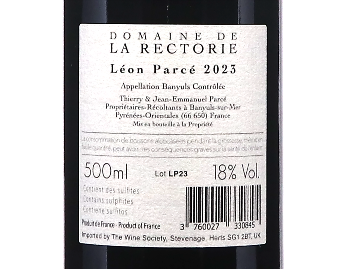 Banyuls Cuvee Leon Parce Dme de la Rectorie 2023 50cl