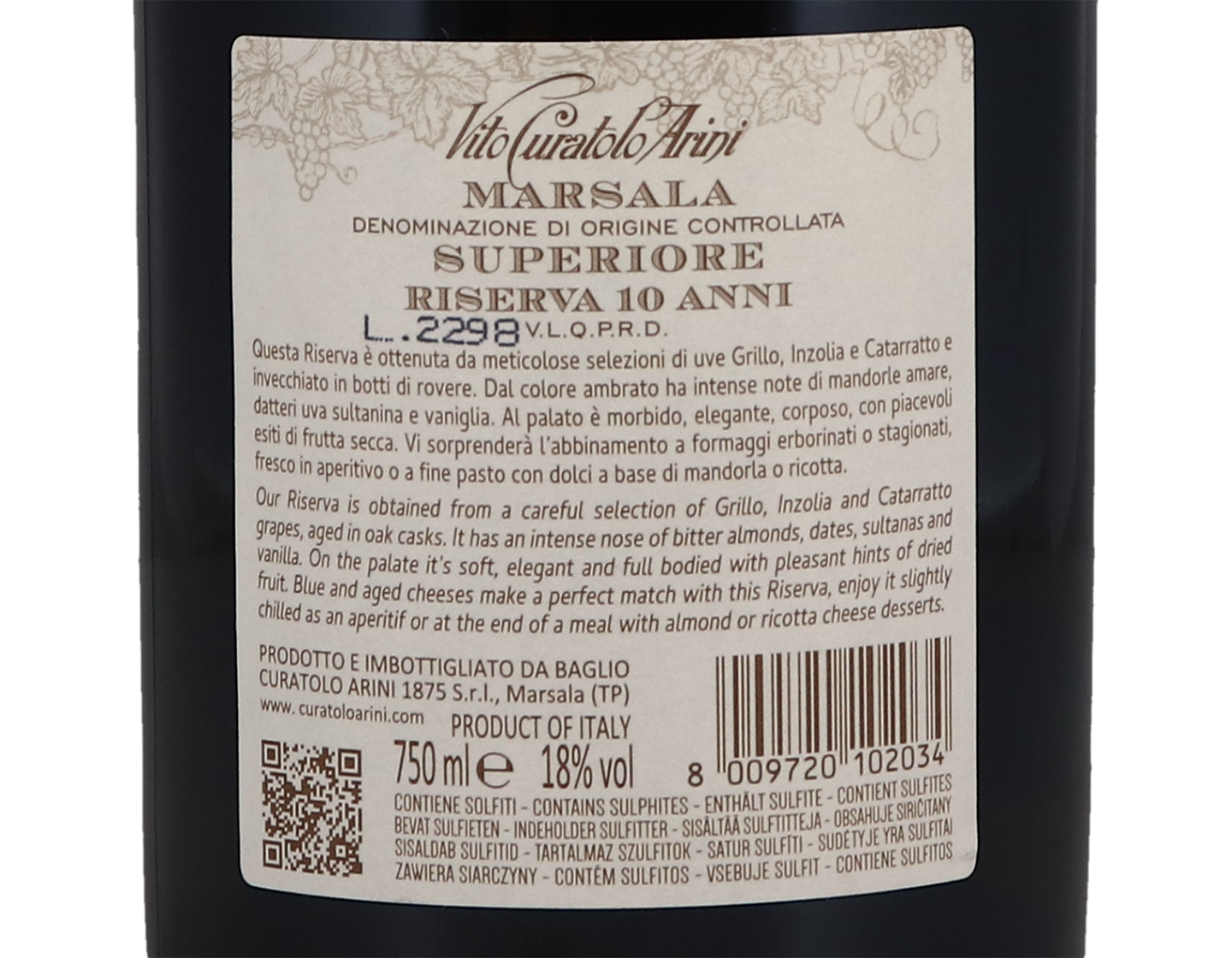 Curatolo Arini Marsala Superiore Riserva 10 year old