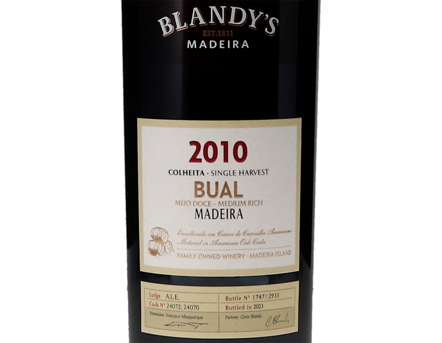 Blandys Single Harvest Colheita Madeira Bual 2010