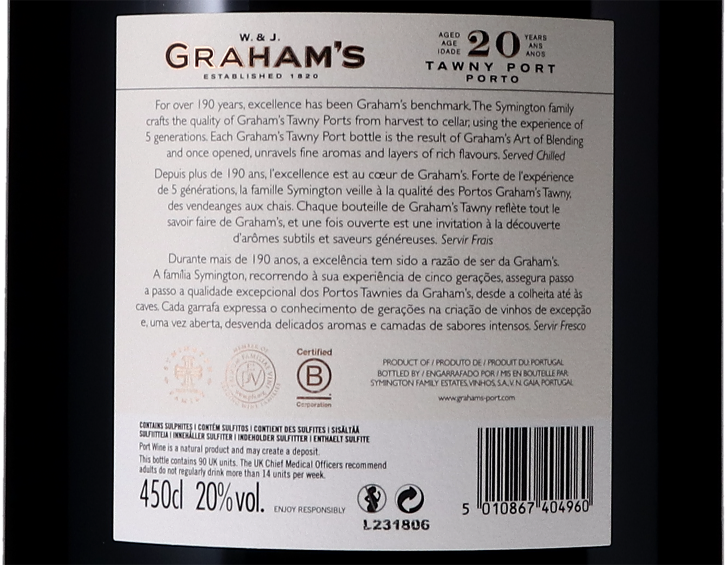 Graham Tawny Port 20 Years Old 450cl