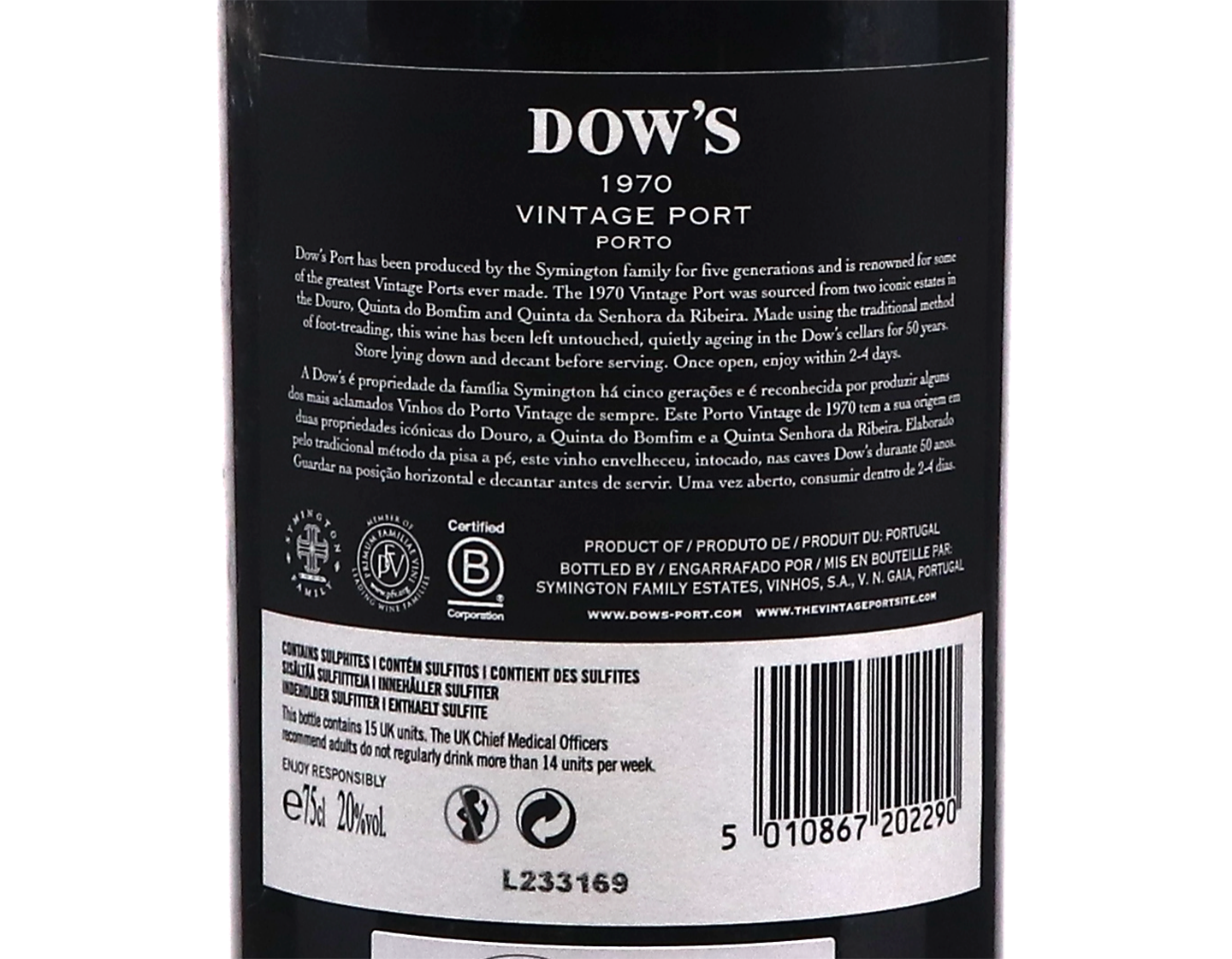 Dows 1970 Vintage Port