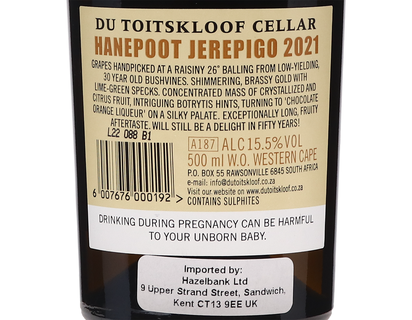 Du Toitskloof Hanepoot Jerepigo Western Cape 2021 50cl