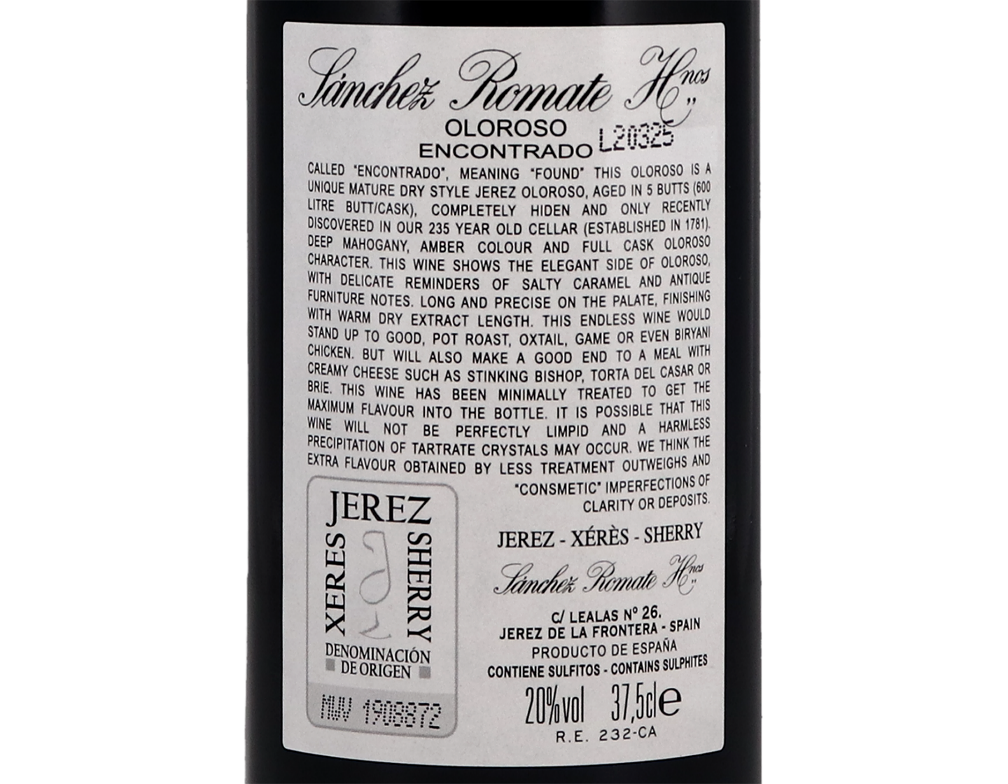 Half Bottle Sanchez Romate Oloroso Encontrado 15