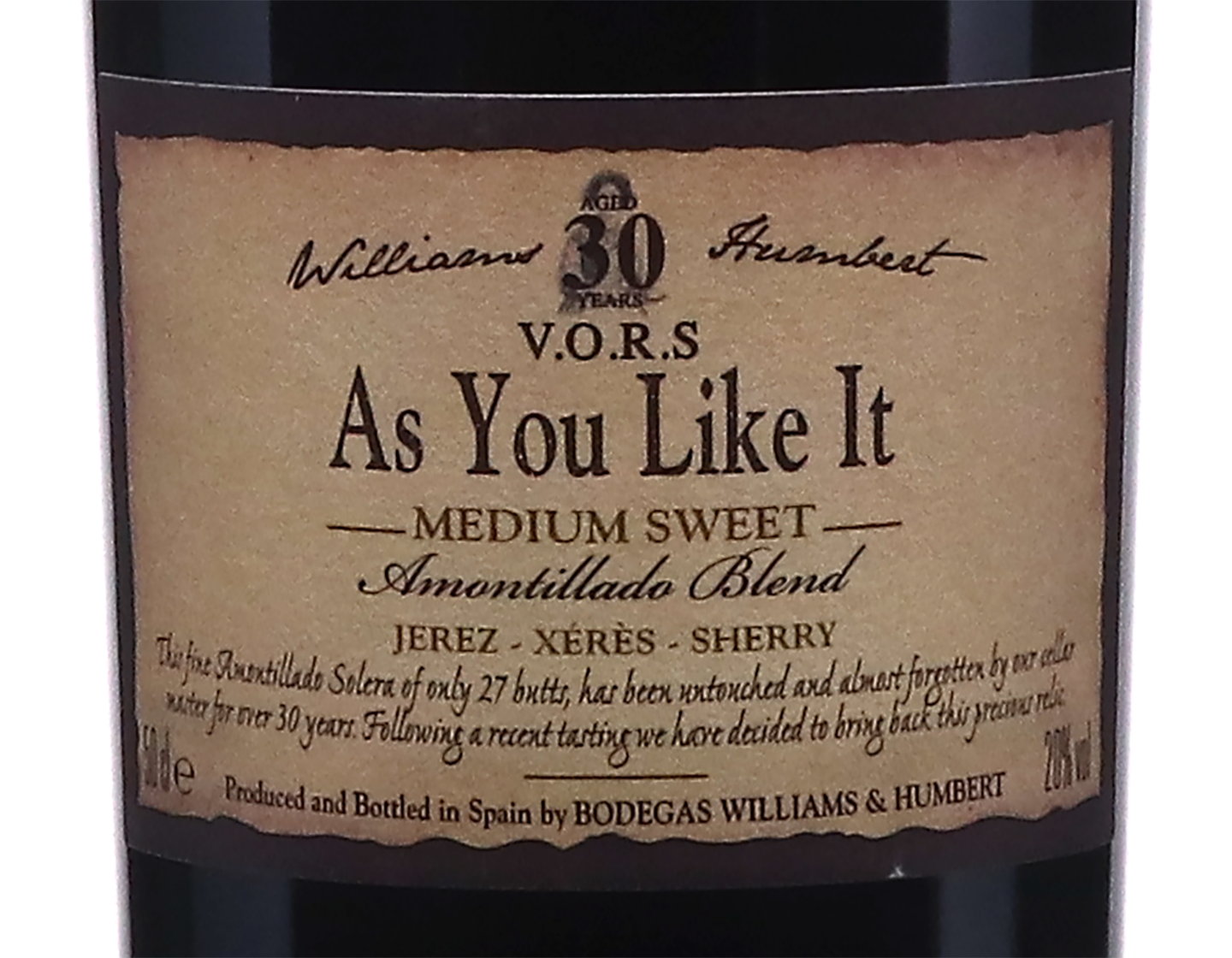 Williams & Humbert As You Like It Amontillado Medium Sweet 50cl