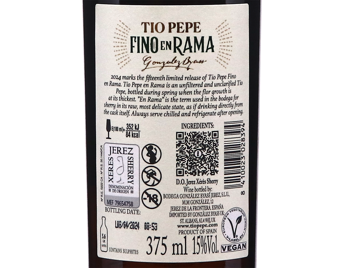  Half bottle of Tio Pepe Fino en Rama 2024 bottling