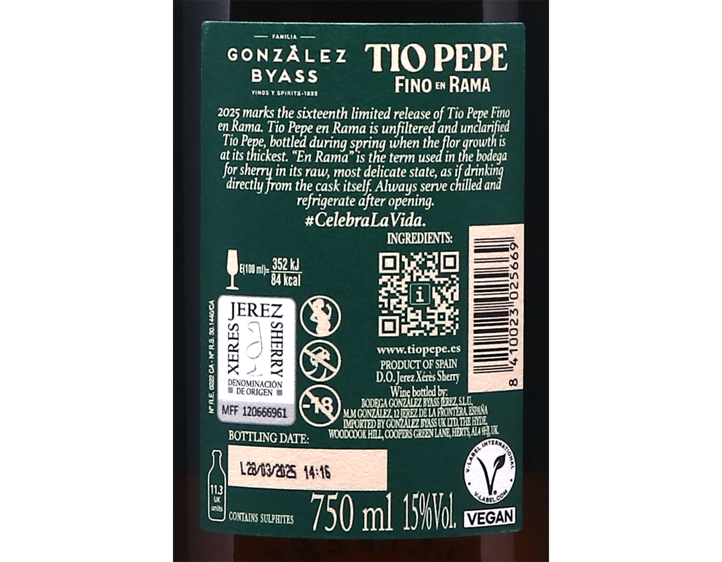 Tio Pepe Fino en Rama 2025 bottling